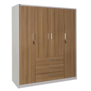 Tủ sắt gia đình TU18B3C4 khung thép 4 cánh gỗ và 3 ngăn kéo